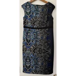 Chicos Dress Size .5 XS 6 Ombre Paisley Carbon Blue Sleeveless Sheath Stretchy